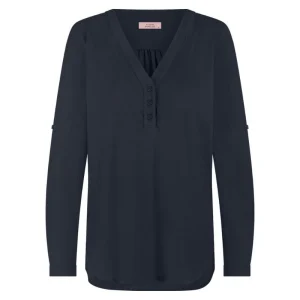 Donkerblauwe v-hals blouse Evi