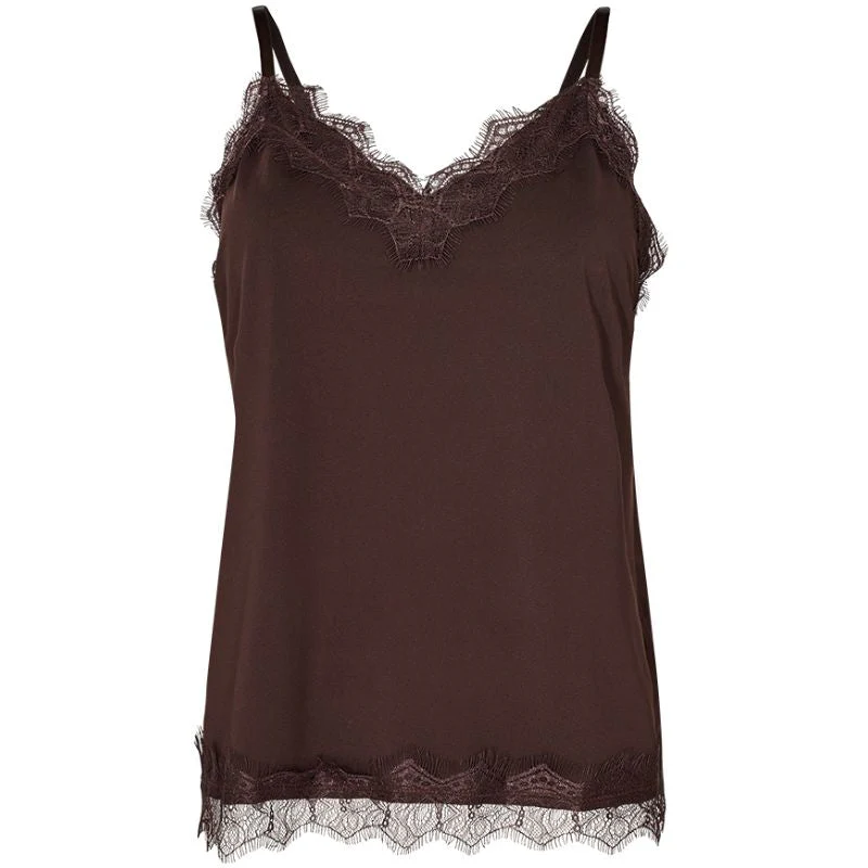 Donkerbruine kanten straptop Bicco