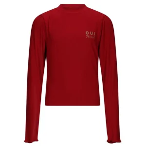 Donkerrode rib jersey crop top Krop