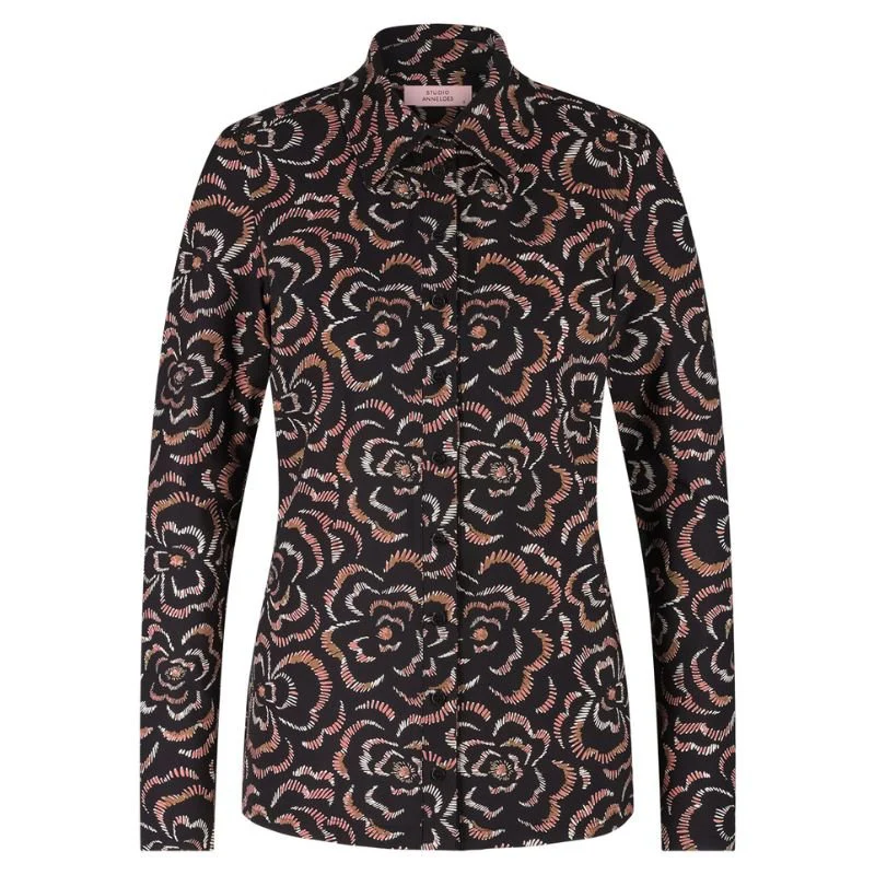 Zwart geprint shirt Poppy marker