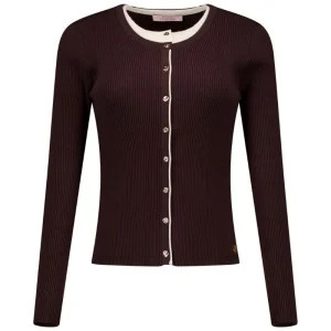 Espresso met kit details cardigan Sienna