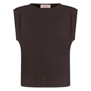Espresso travel mouwloze top Leona