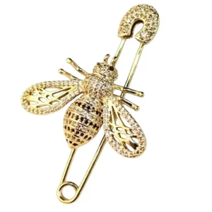 Gouden glitter bijen broche Queen Bee