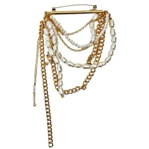 Gouden luxe pareltjes broche Micha