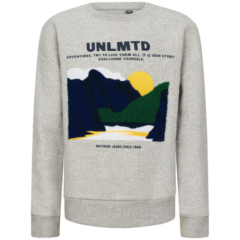 Grijze sweater met borstprint Edo - Afbeelding 2