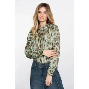 Groen geprinte aquarel blouse 53659