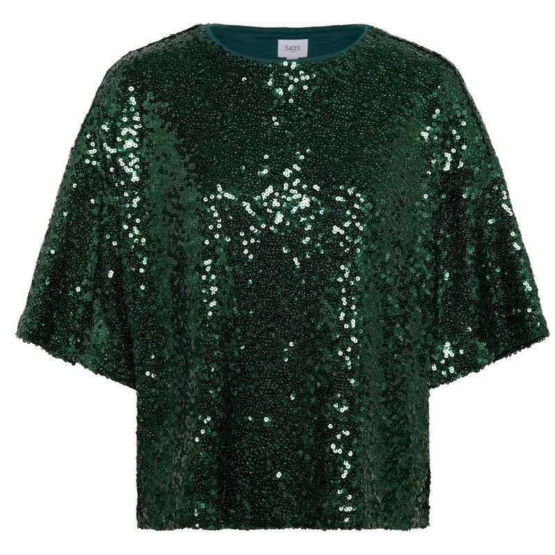 Groene glitter pailletten top Myra - Afbeelding 2