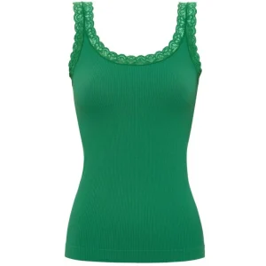 Groene microfiber rib top Frida