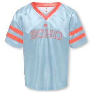 Lichtblauw met oranje sporty top Lulu