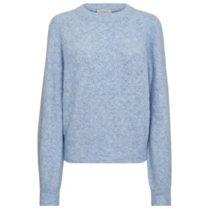Lichtblauwe fijngebreide pullover Sevalin