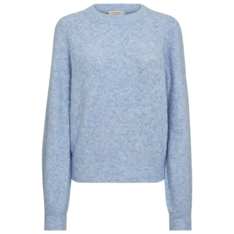 Lichtblauwe fijngebreide pullover Sevalin