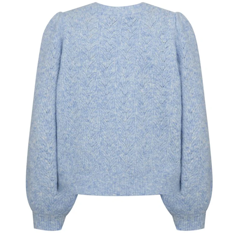 Lichtblauwe fijngebreide pullover Sevalin - Afbeelding 3