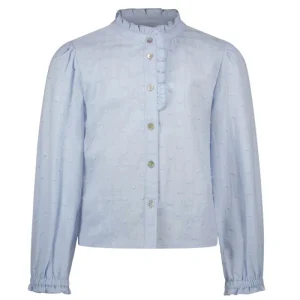 Lichtblauwe geweven blouse Cleo