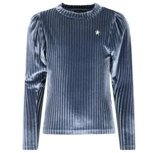 Lichtblauwe velvet rib top Esmay
