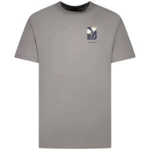 Lichtgrijs ronde hals backprint t-shirt Pluyo