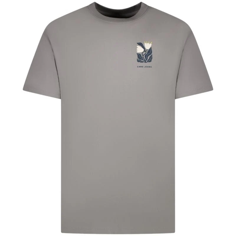 Lichtgrijs ronde hals backprint t-shirt Pluyo