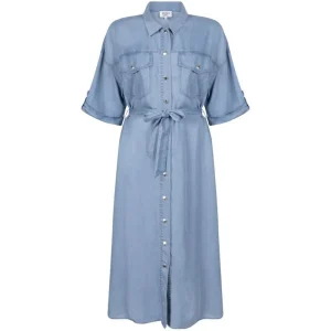 Light Denim viscose denim jurk Roos