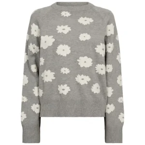 Light Grey met offwhite jacquard pullover Alpi