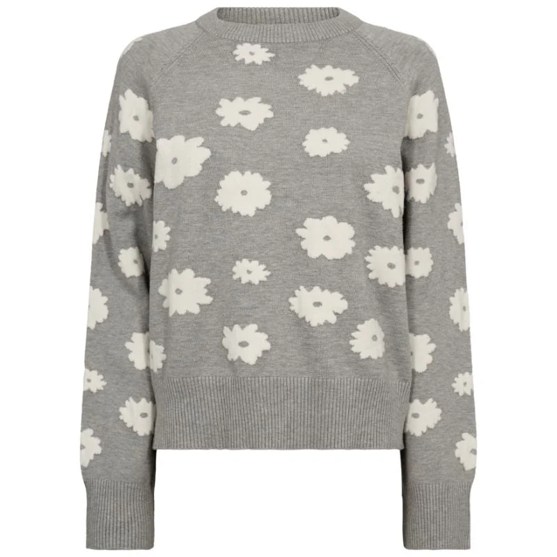 Light Grey met offwhite jacquard pullover Alpi
