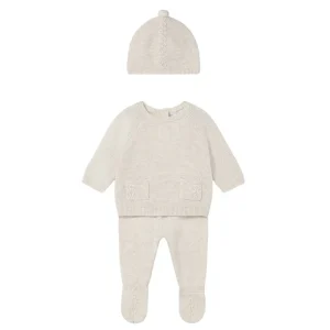 Milk heather leg warmer & hat set