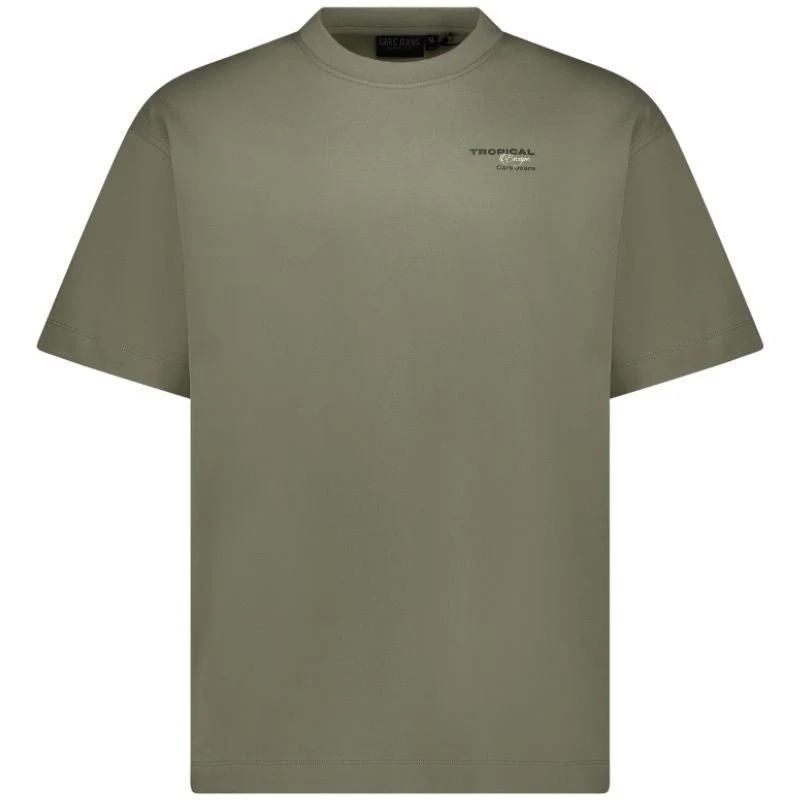 Mosgroen ronde hals backprint t-shirt Byzo