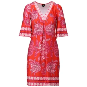 Multicolor geprinte v-hals jurk A117