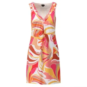 Multicolor geprinte v-hals jurk A300