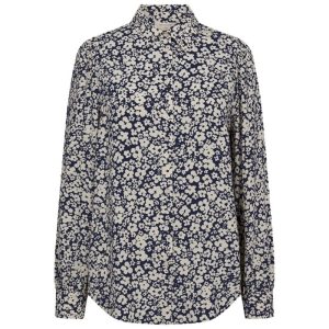 Navy Blazer met moonbeam geprint shirt Adney