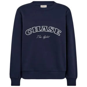 Navy Blazer met offwhite print pullover Kamela