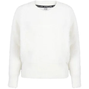 Offwhite fluffy v-hals sweater Kim
