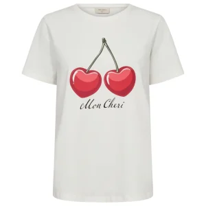 Offwhite met true red geprint t-shirt Fenjal