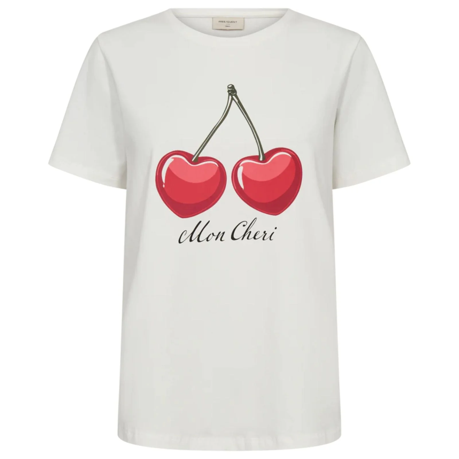 Offwhite met true red geprint t-shirt Fenjal - Afbeelding 2