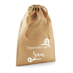 Pepernoten zakje Jute met naam