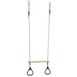 Houten ring trapeze met kunststof ringen groen