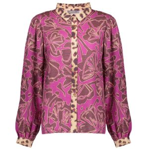 Roze geprinte panter blouse 53937