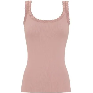 Oudroze microfiber rib top Frida