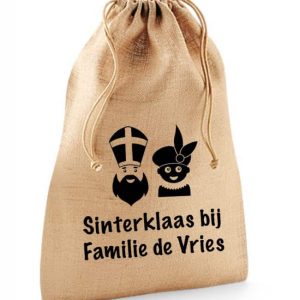 Jute zak met naam (Sint en Piet)
