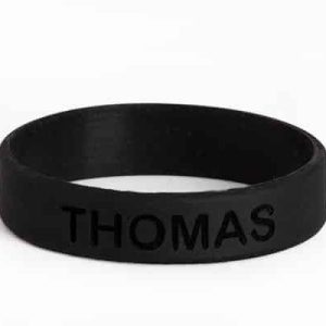 SOS armbandje / polsbandje met naam (Zwart)