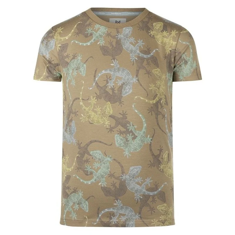 Taupe geprint t-shirt P54860