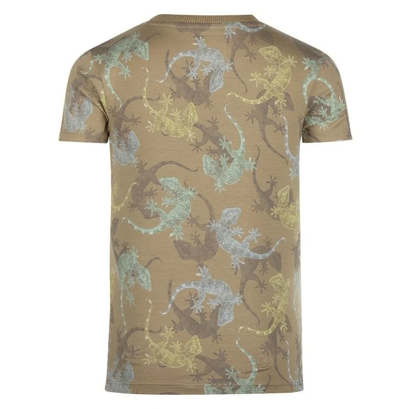 Taupe geprint t-shirt P54860 - Afbeelding 3