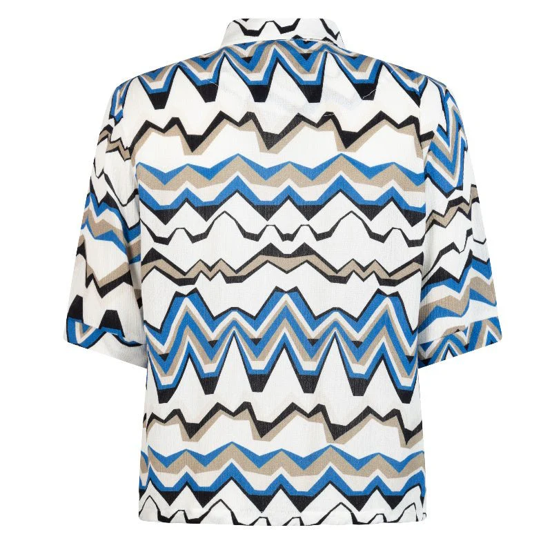 Wit geprinte korte mouwen blouse Aster - Afbeelding 3