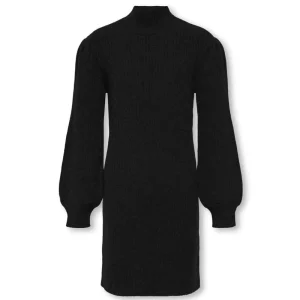 Zwart gebreide ribbel jurk Katia