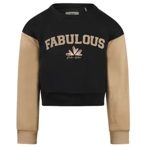 Zwart met beige cropped sweater O56941