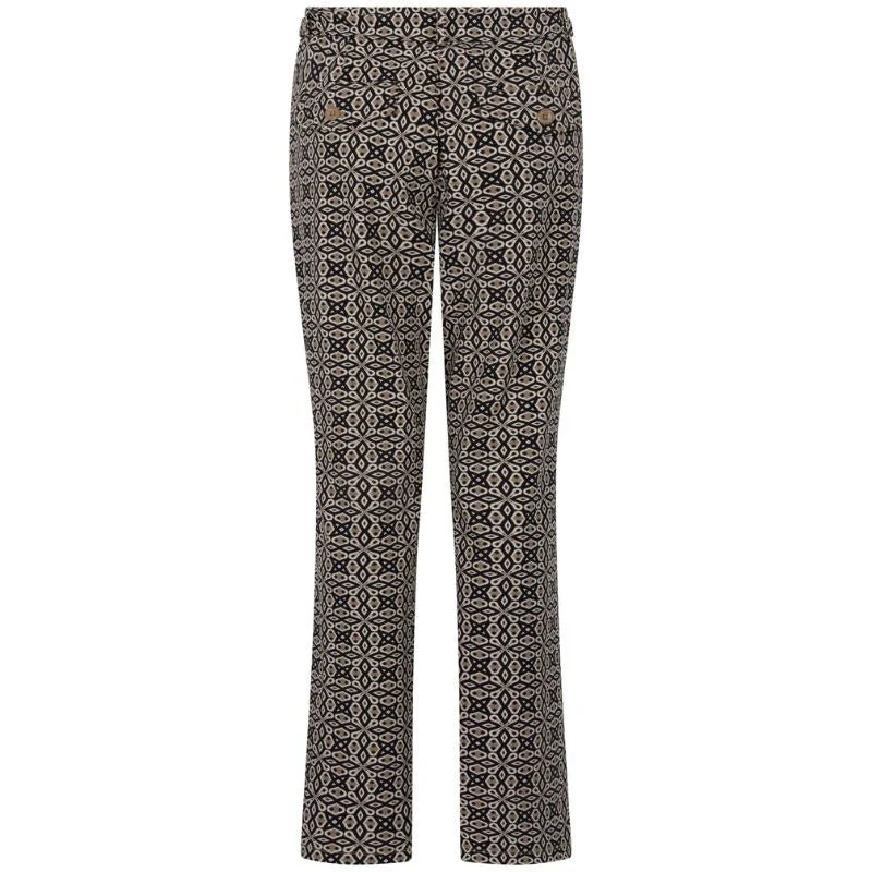 Zwart met bruin geprinte travel broek Pretty - Afbeelding 3