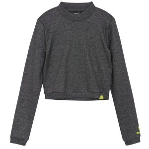 Zwarte cropped longsleeve Metallic