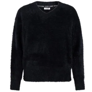 Zwarte fluffy v-hals sweater Kim