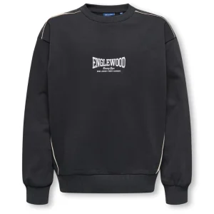 Zwarte frontprint oversized sweater Jet