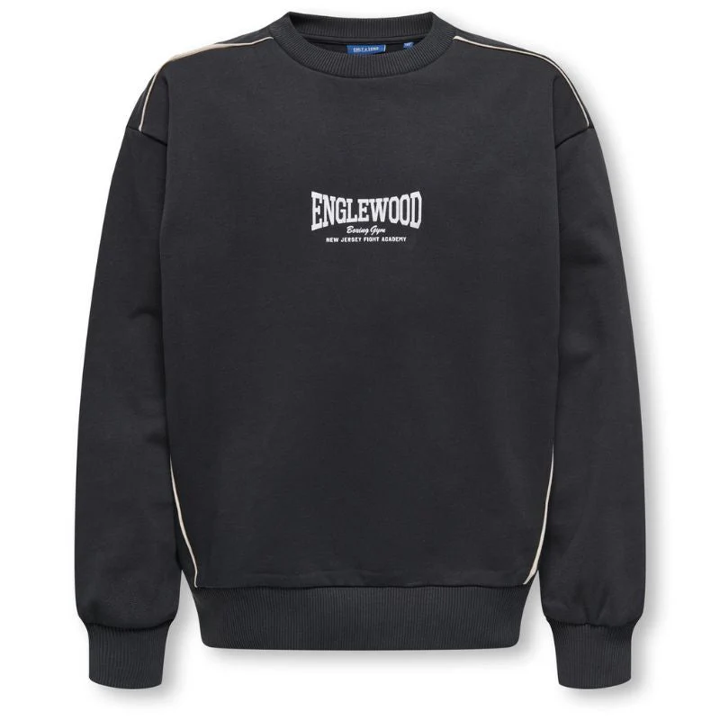 Zwarte frontprint oversized sweater Jet