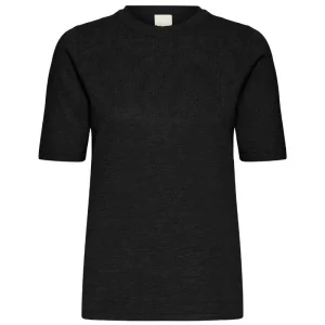 Zwarte knitted o-neck ss top Luls