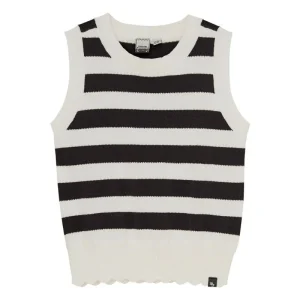 Zwarte Knitted singlet striped